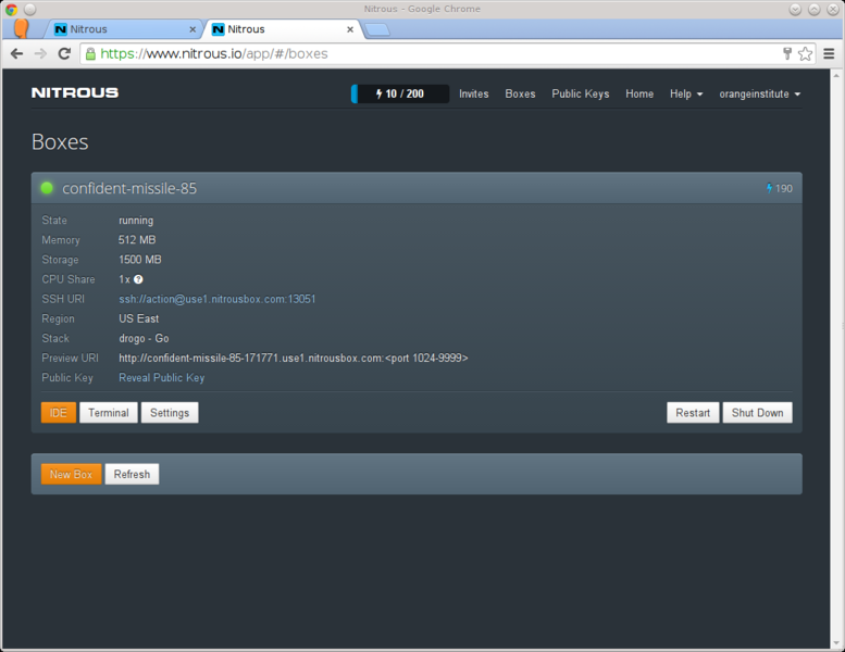 Cadastre-se no Nitrous.IO